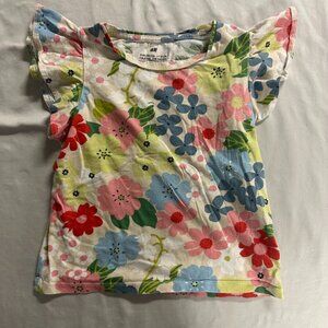 H&M - floral tee with ruffled sleeves